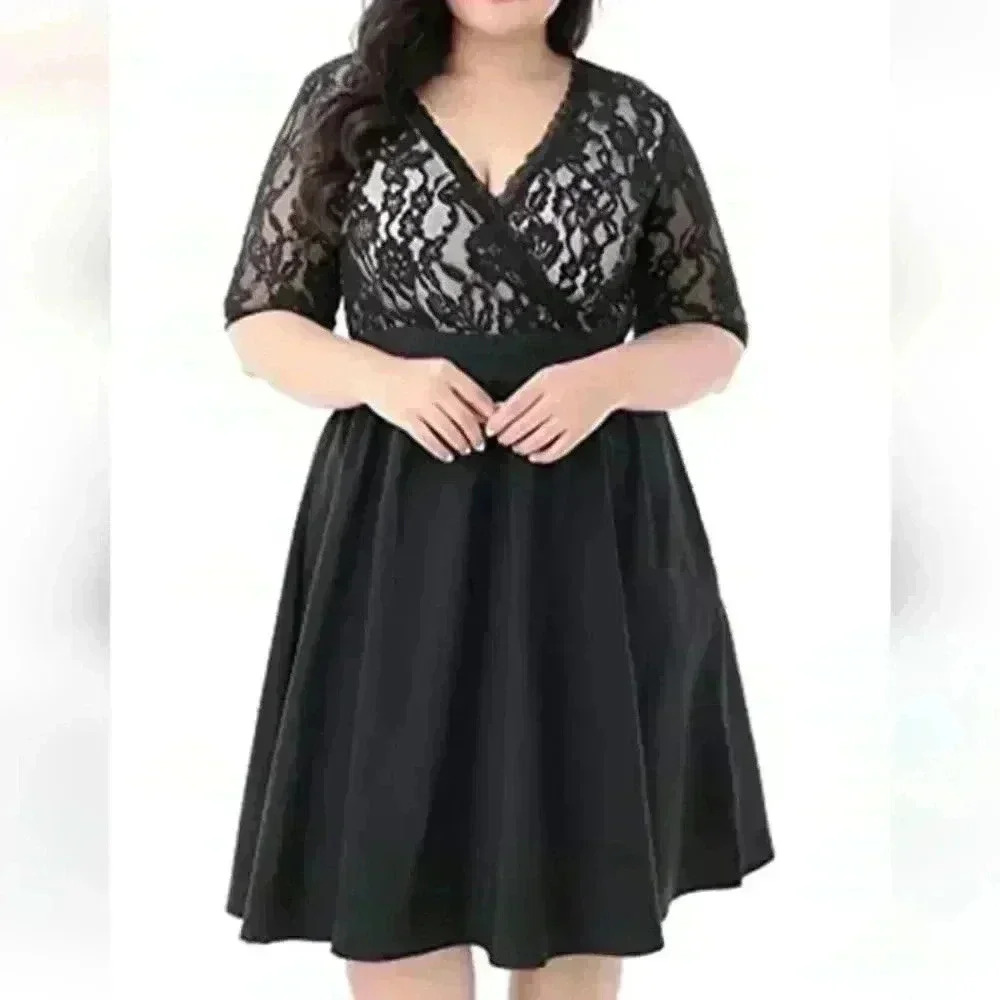 Pinup Fashion Black Lace Dress